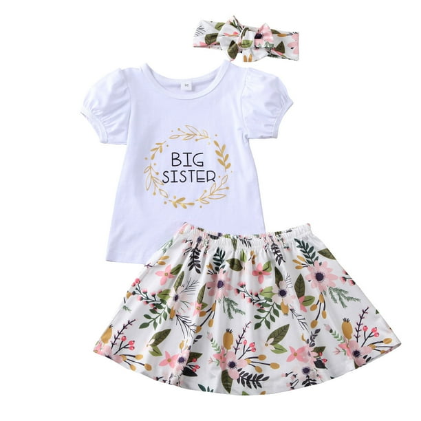 Baby Girls Little Big Sister Matching Outfits Romper Tops Pants Skirts Clothes